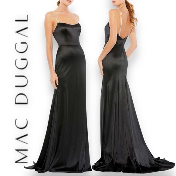 Mac Duggal Dresses & Skirts - MAC DUGGAL Women’s Embellished Charmeuse Rhinestone Strap Trumpet Gown Size 4